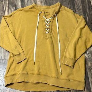 Aerie Mustard Yellow Pullover Sweatshirt